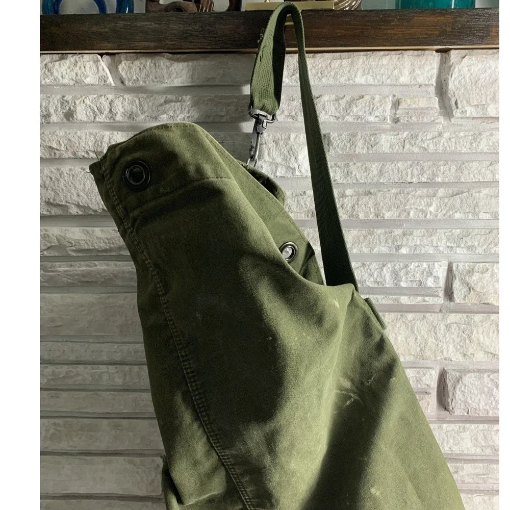 Vintage US Military Olive Drab Canvas Duffel Bag Sea Bag Top Load 36 Inch